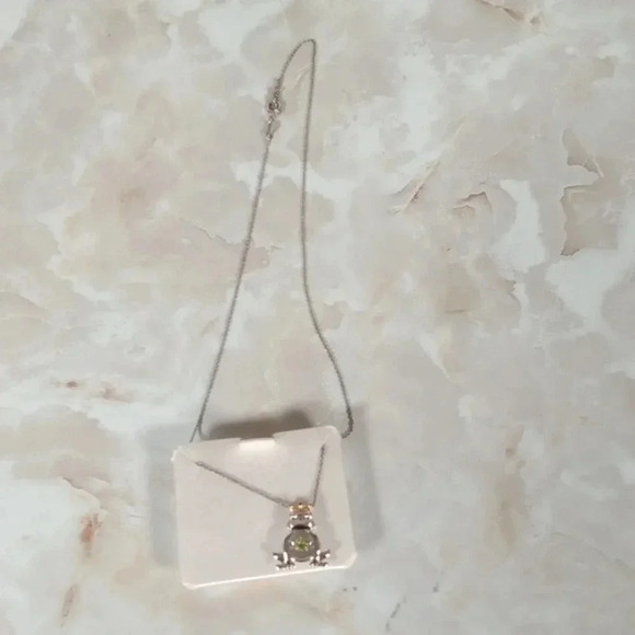 Sterling silver 31mm green peridot cubic zirconia frog - Picture 3 of 4